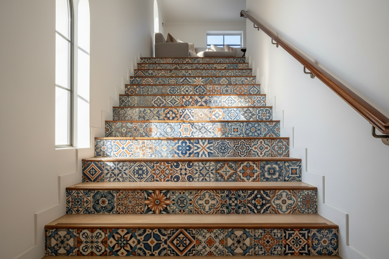 Rise in Style: 8 Eye-Catching Staircase Tile Designs – Wallpics