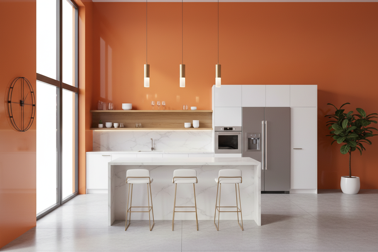 Vibrant and Stylish Orange Wall Designs for Modern Kitchens – Wallpics