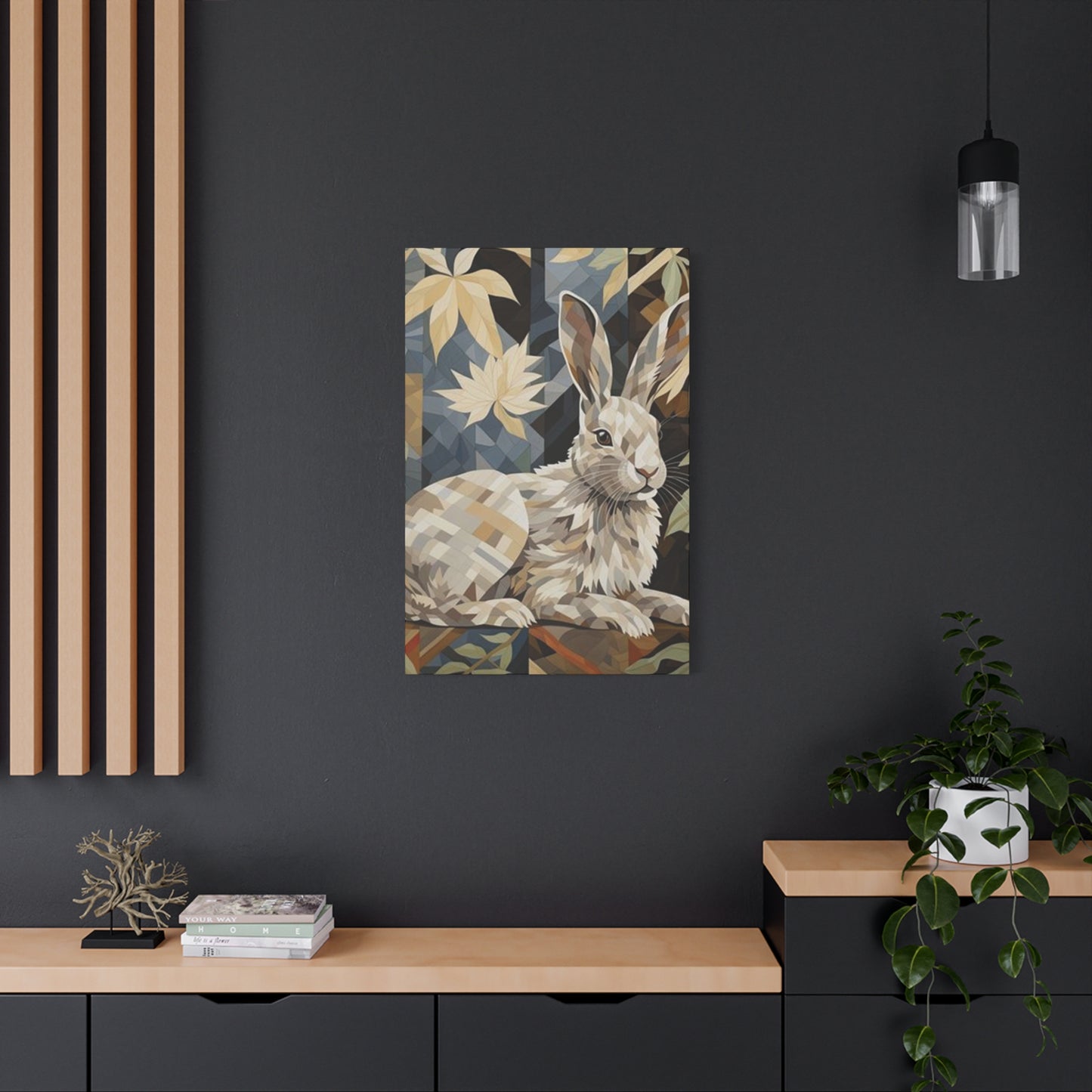 White Abstract Rabbit Painting Wall Art & Canvas Prints