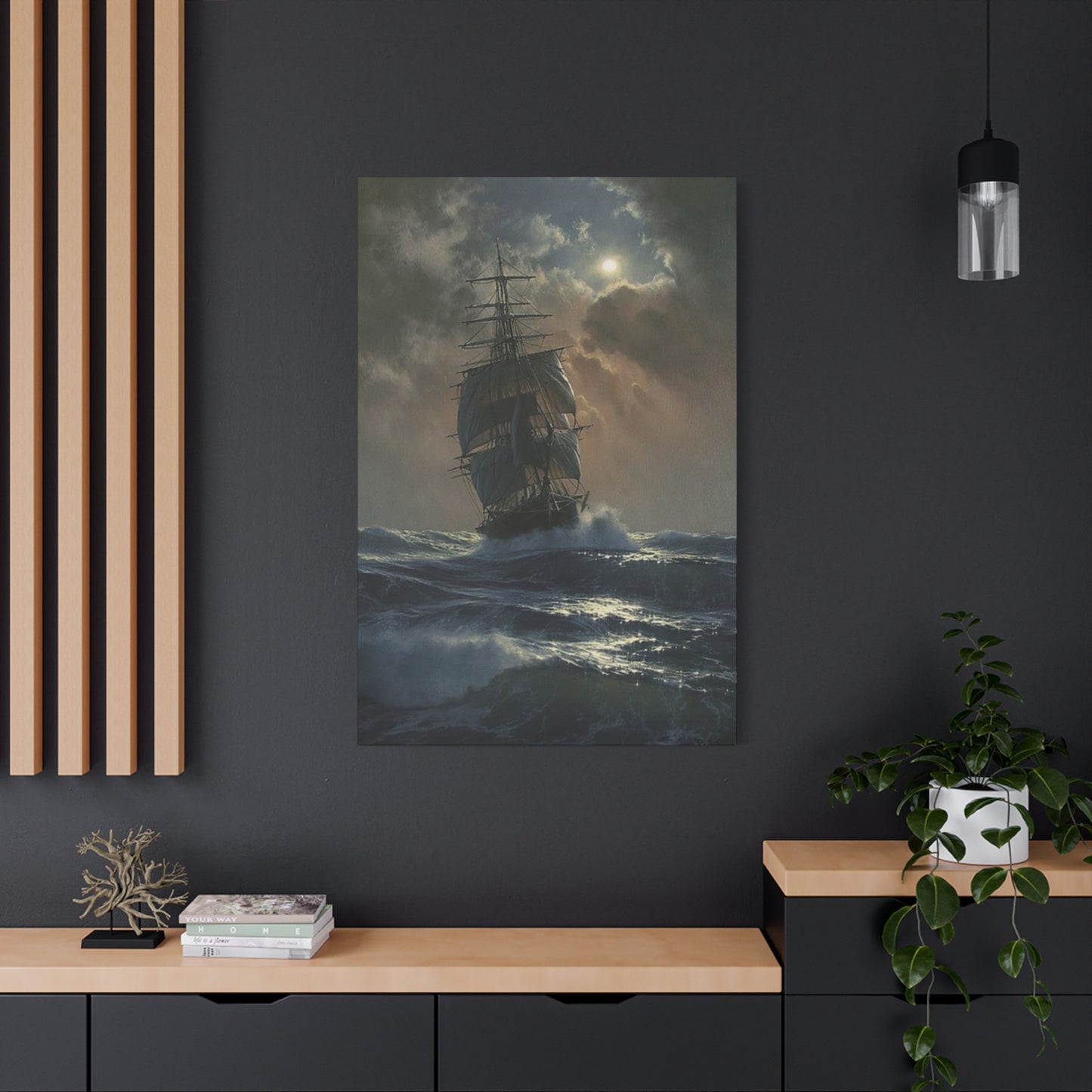 Ship Sailing In Sea At Night Wall Art & Canvas Prints