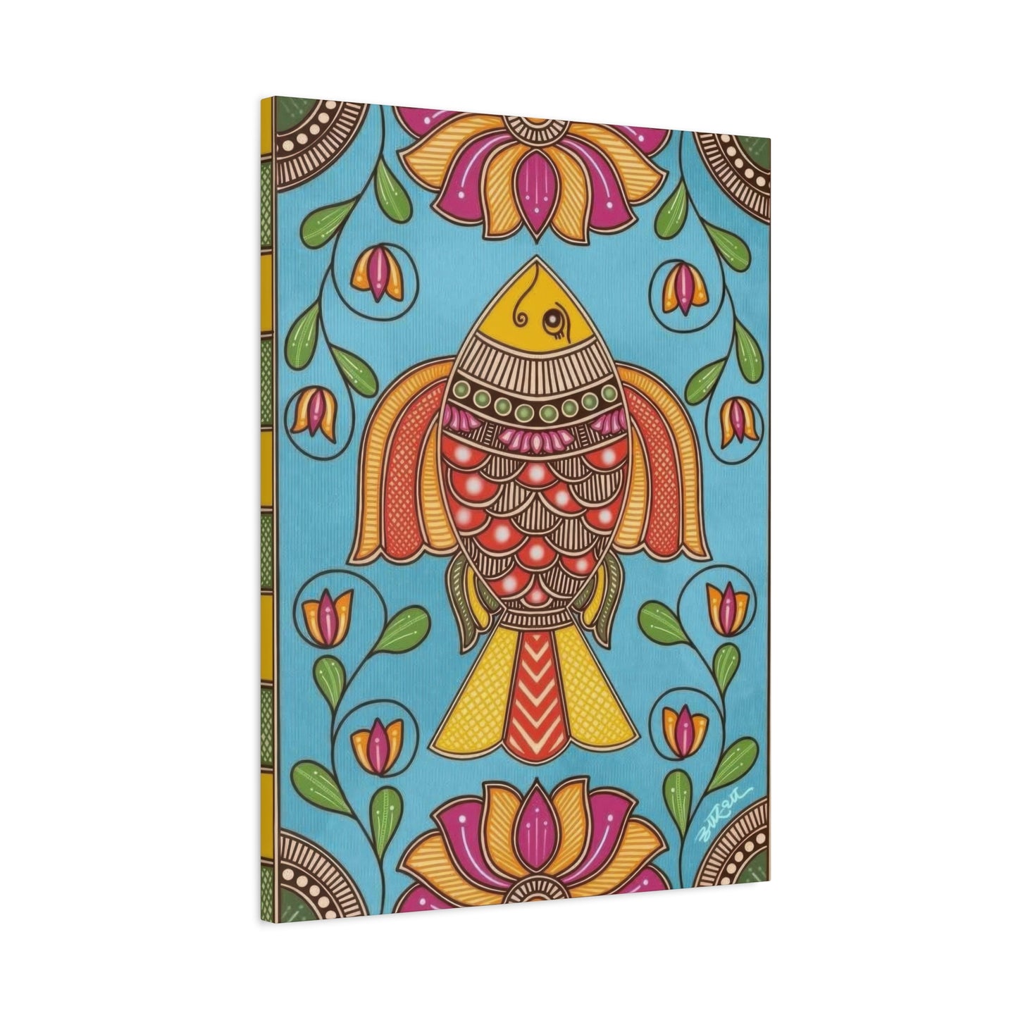 Vibrant Madhubani Fish Wall Art & Canvas Prints