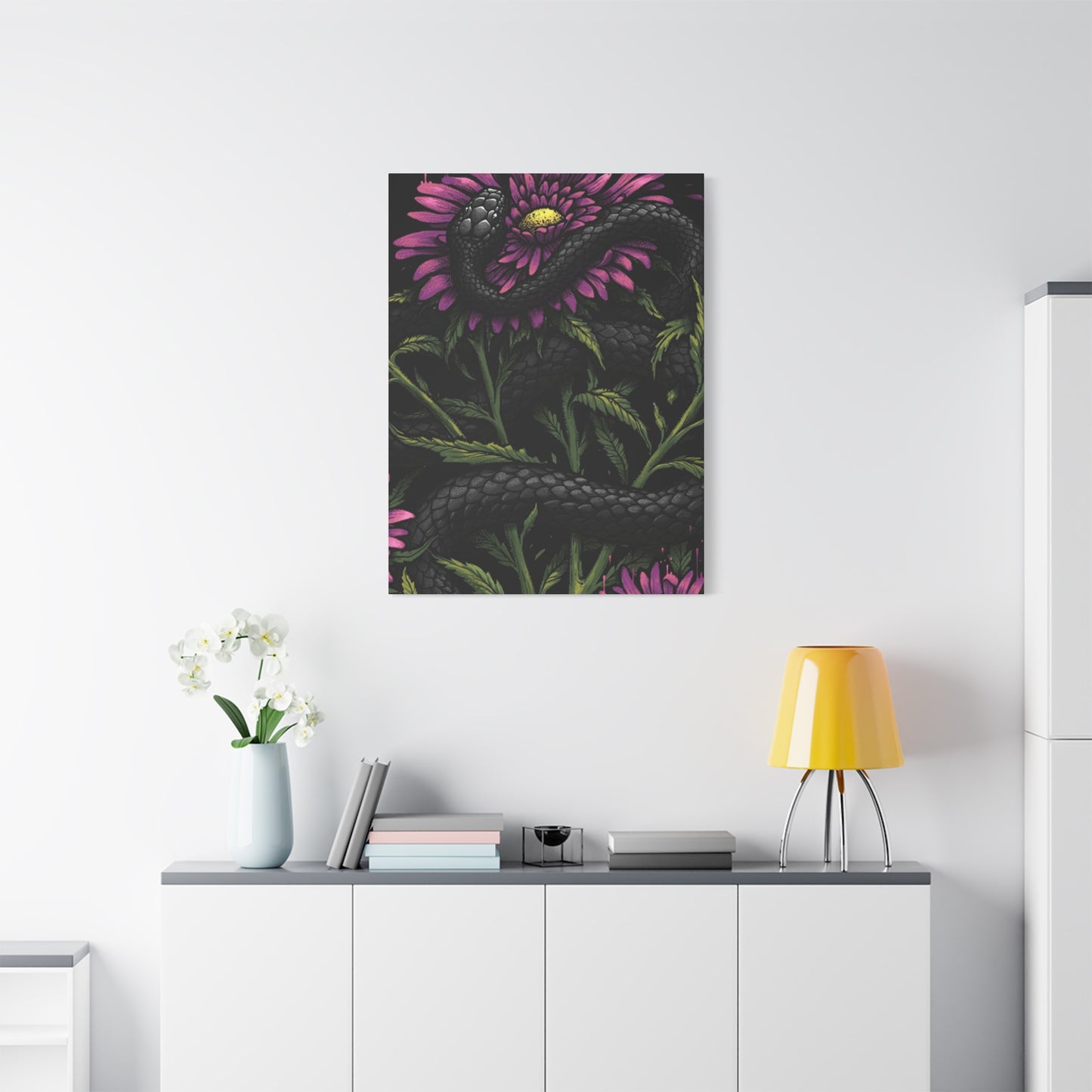 Black Snake On Flower Wall Art & Canvas Prints