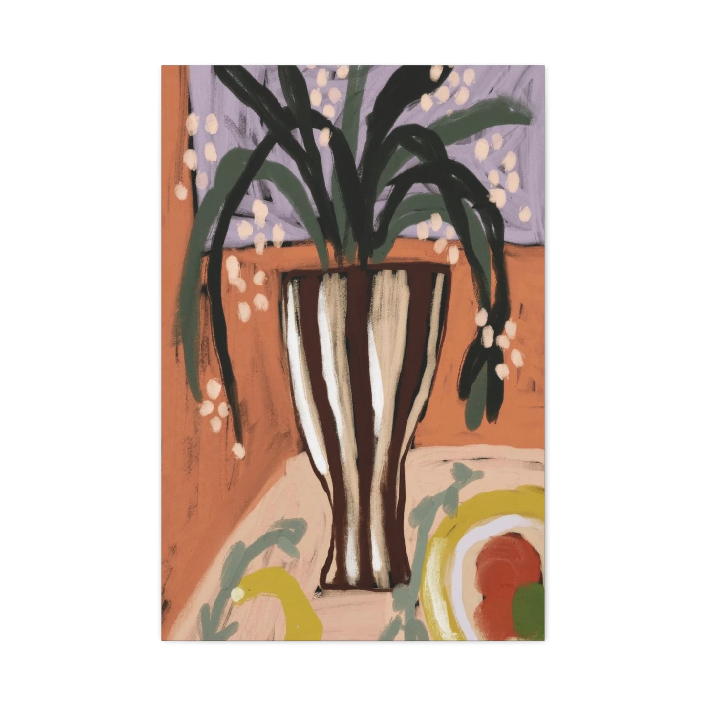 Striped Vase with Greenery Wall Art & Canvas Prints