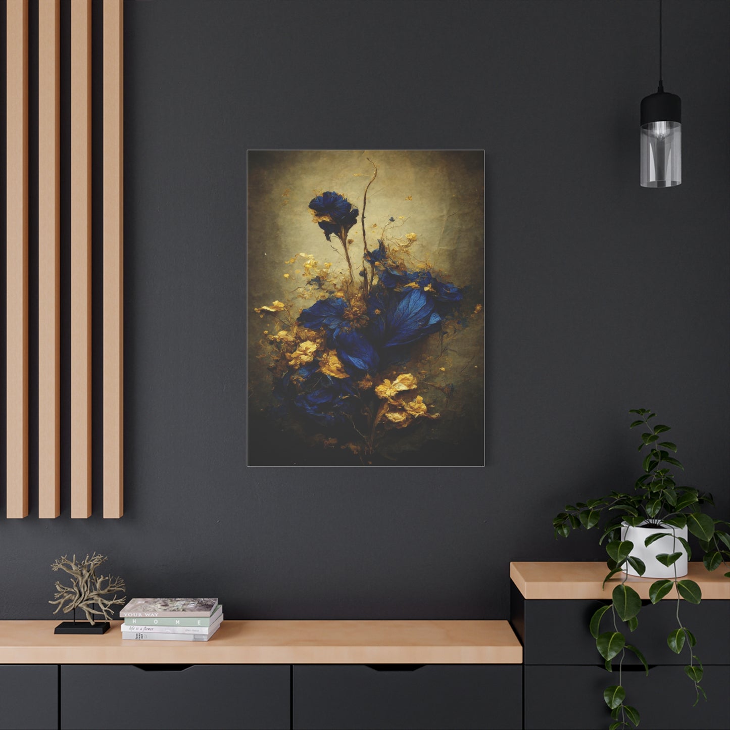 Blue and Gold Bouquet Wall Art & Canvas Prints