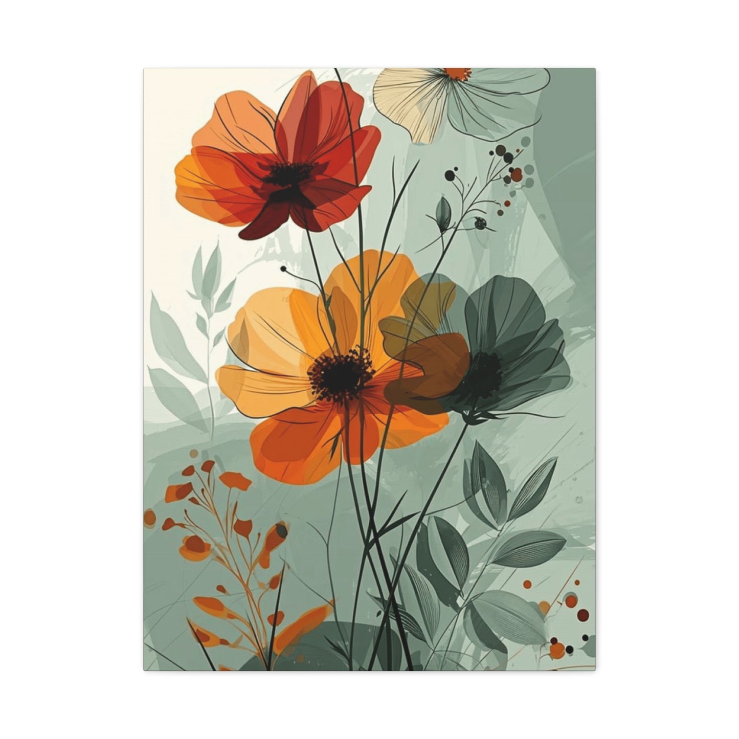Green Floral Painting Wall Art & Canvas Prints