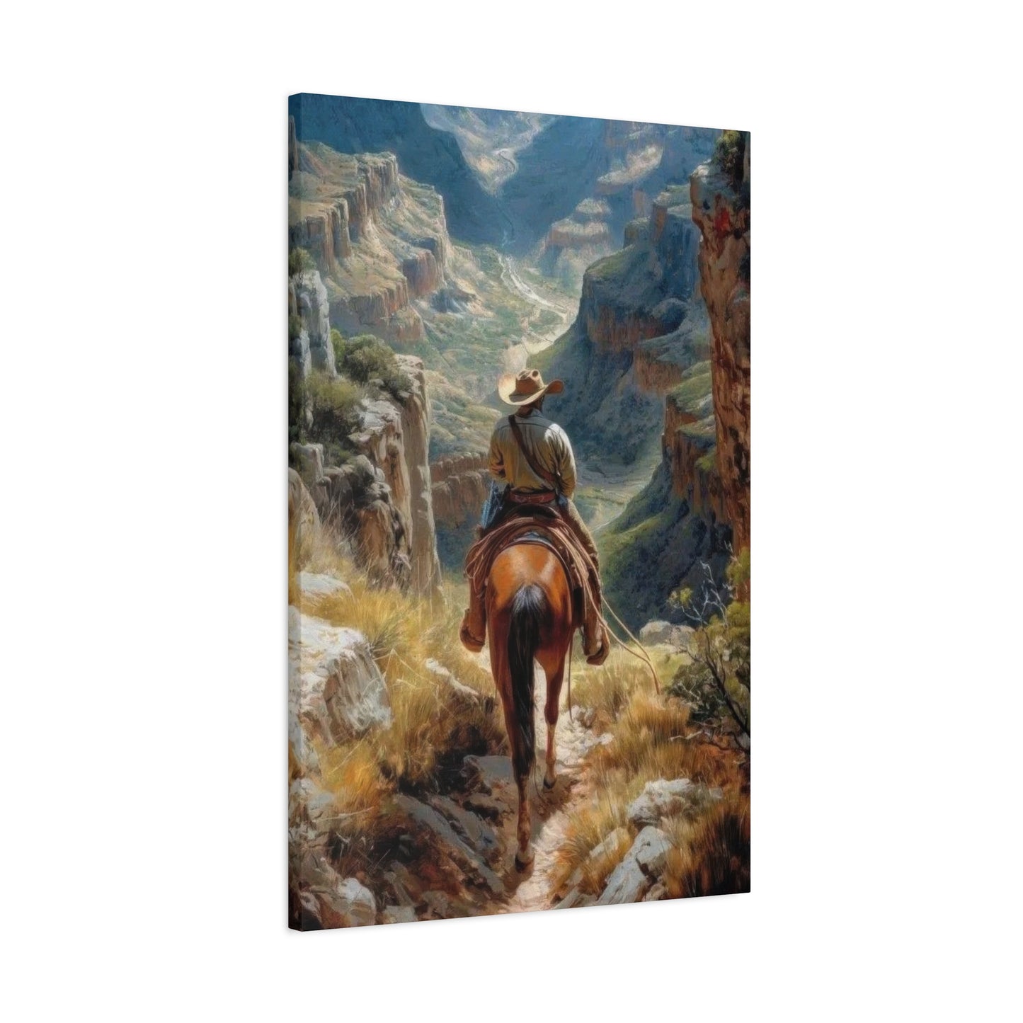 Cowboy Looking At Valley Wall Art & Canvas Prints