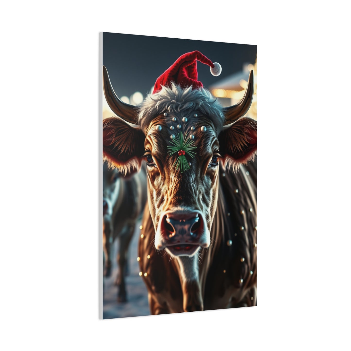 Yuletide Bovine Elegance Canvas wall art & canvas print