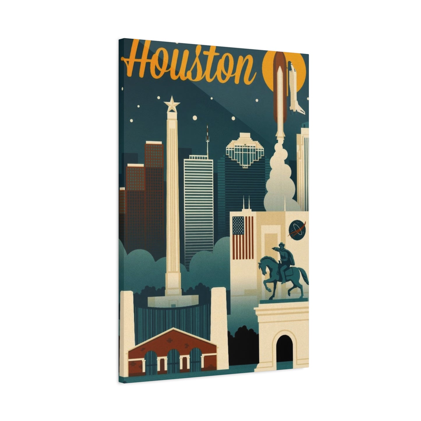Houston Skyline Retro Wall Art & Canvas Prints