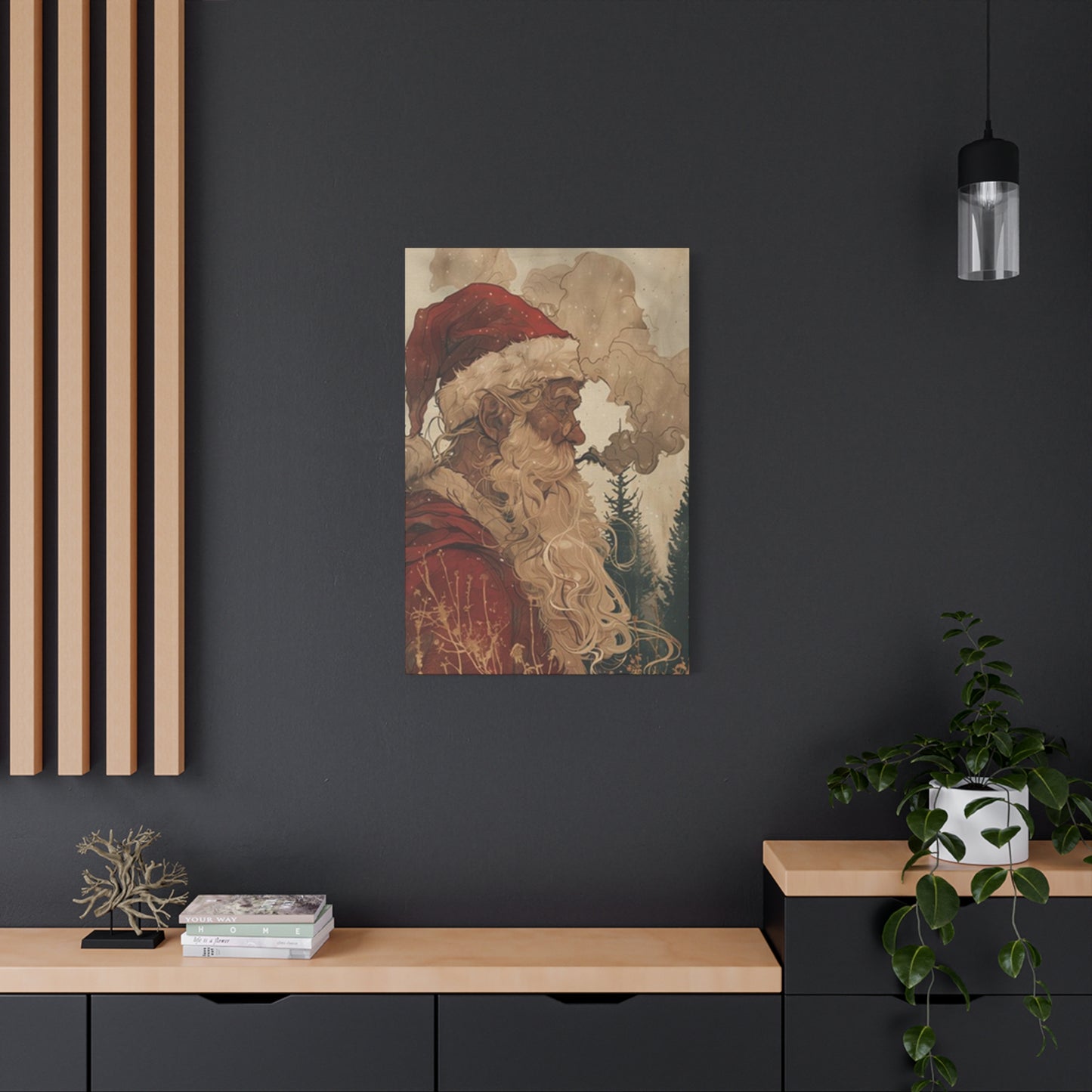 Santa Claus Smoking Painting Wall Art & Canvas Prints