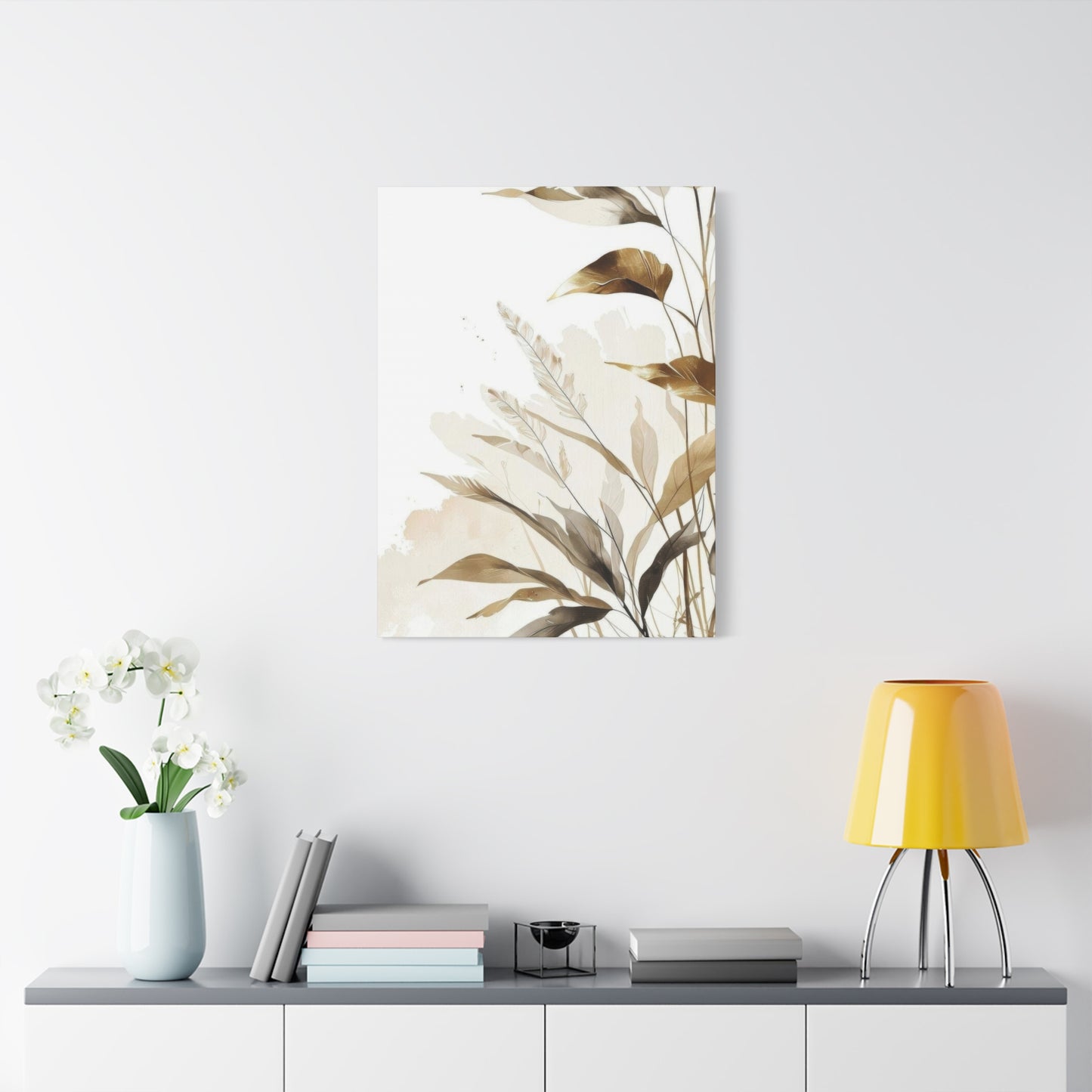 Golden Leaves and Feathers Wall Art & Canvas Prints