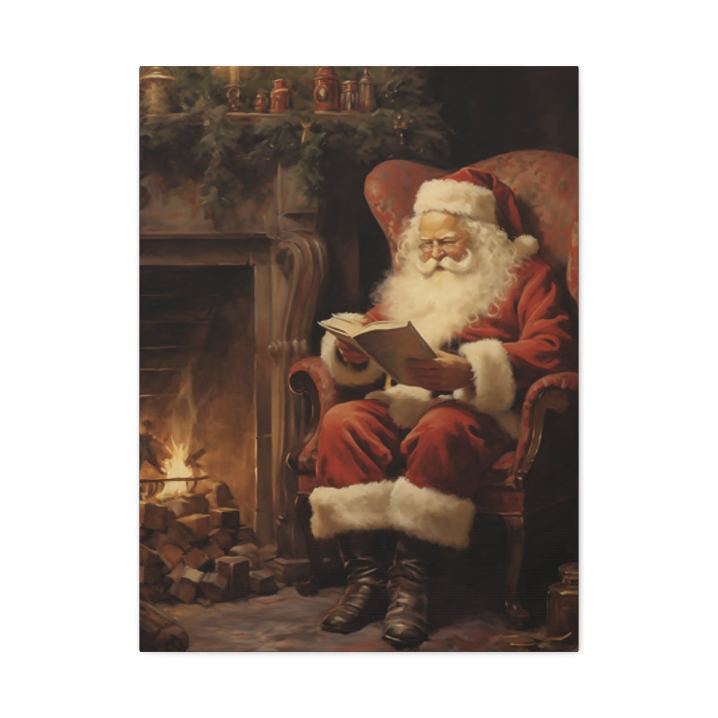 Santa Claus Reading A Book Wall Art & Canvas Prints