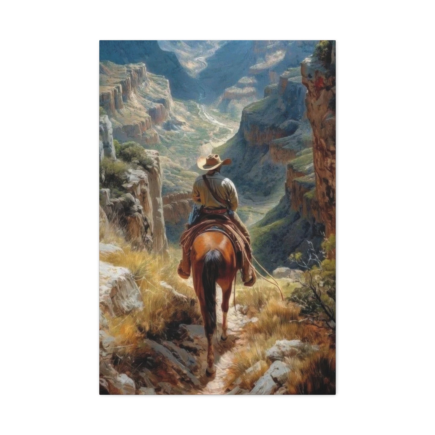 Cowboy Looking At Valley Wall Art & Canvas Prints