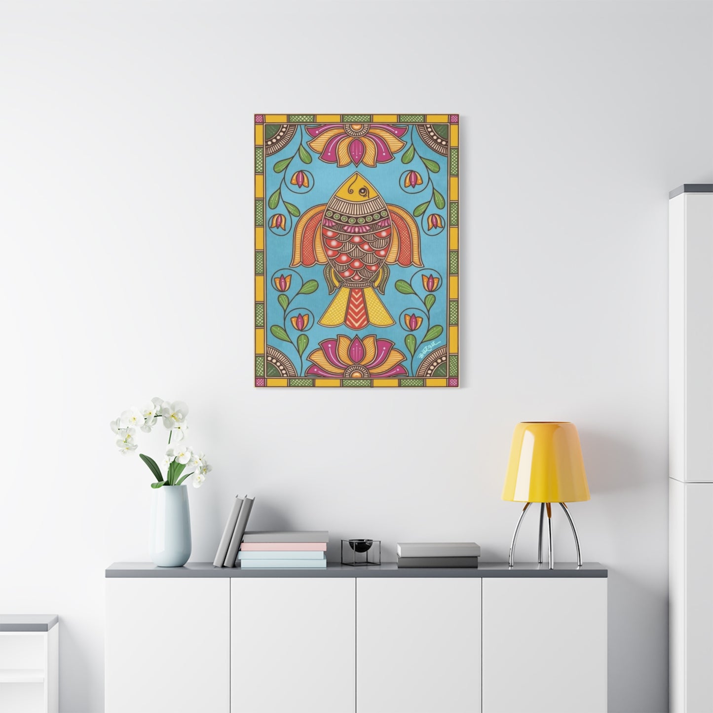 Vibrant Madhubani Fish Wall Art & Canvas Prints