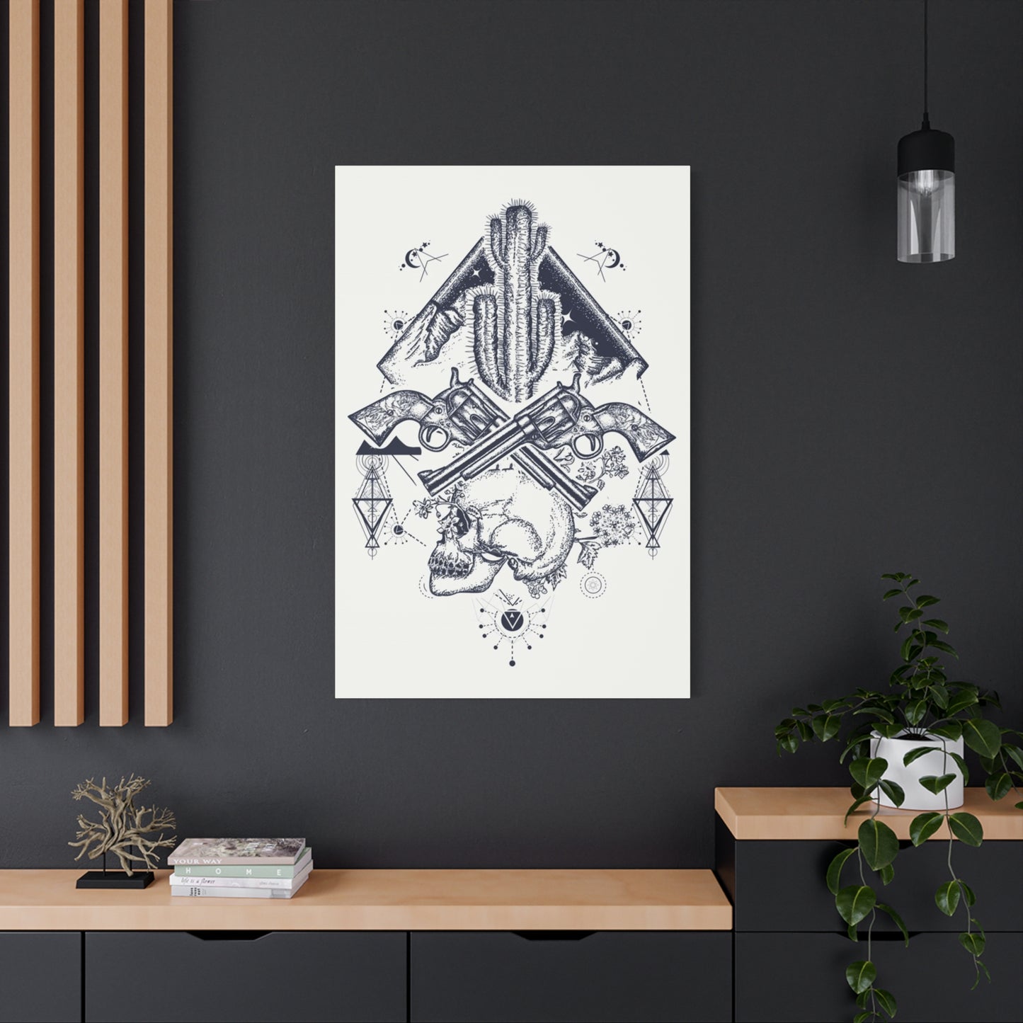 Guns Cactus & Skull Sketch Wall Art & Canvas Prints
