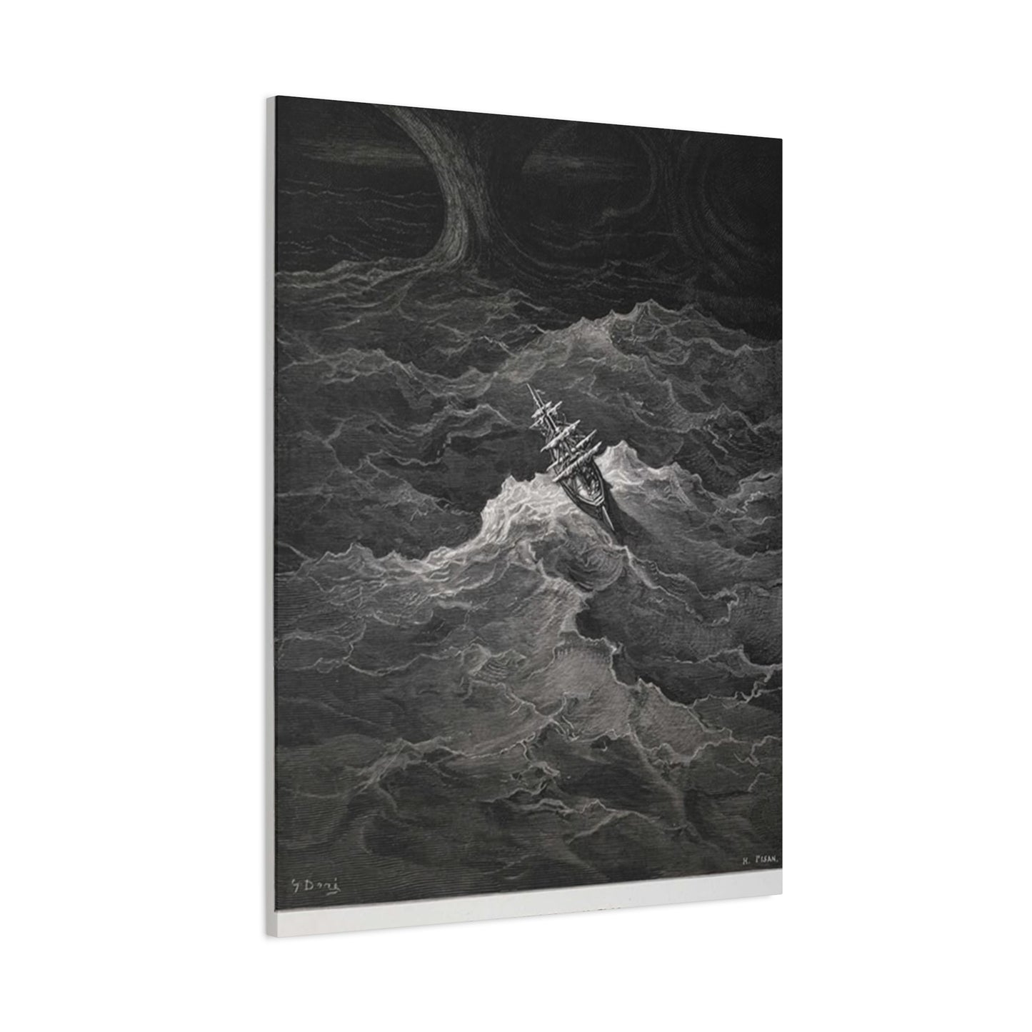 Sailing Ship In Dark Drawing Wall Art & Canvas Prints