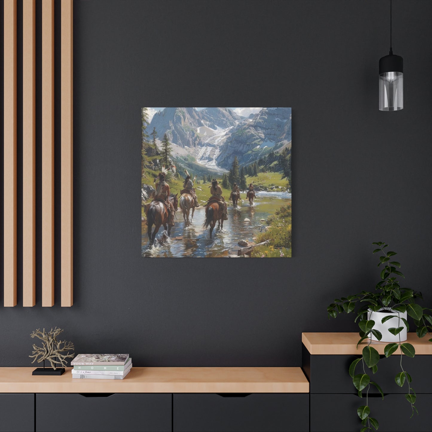 Cowboy Wading Through Water Wall Art & Canvas Prints