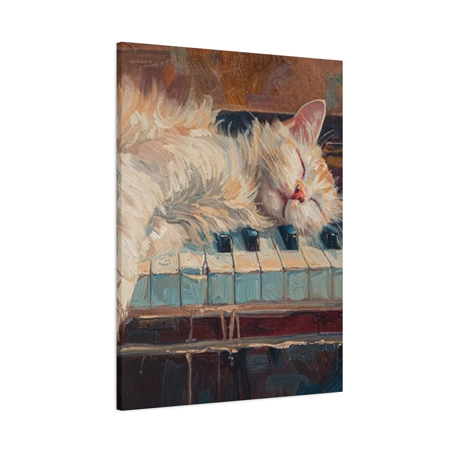 Cat Sleeping On Piano Wall Art & Canvas Prints