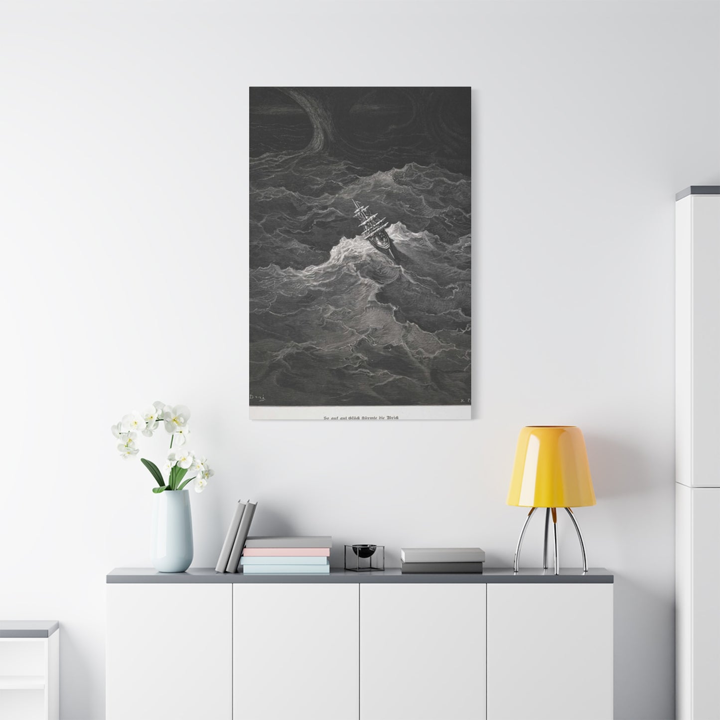 Sailing Ship In Dark Drawing Wall Art & Canvas Prints