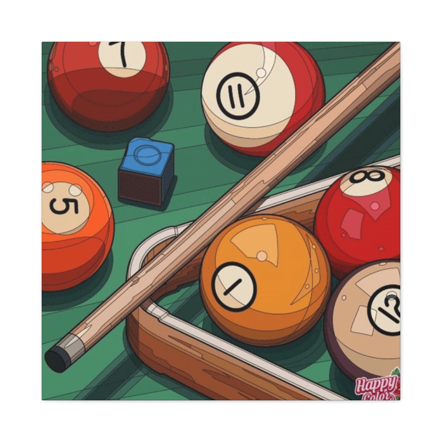 Billiard table, Balls and Cue Wall Art & Canvas Prints