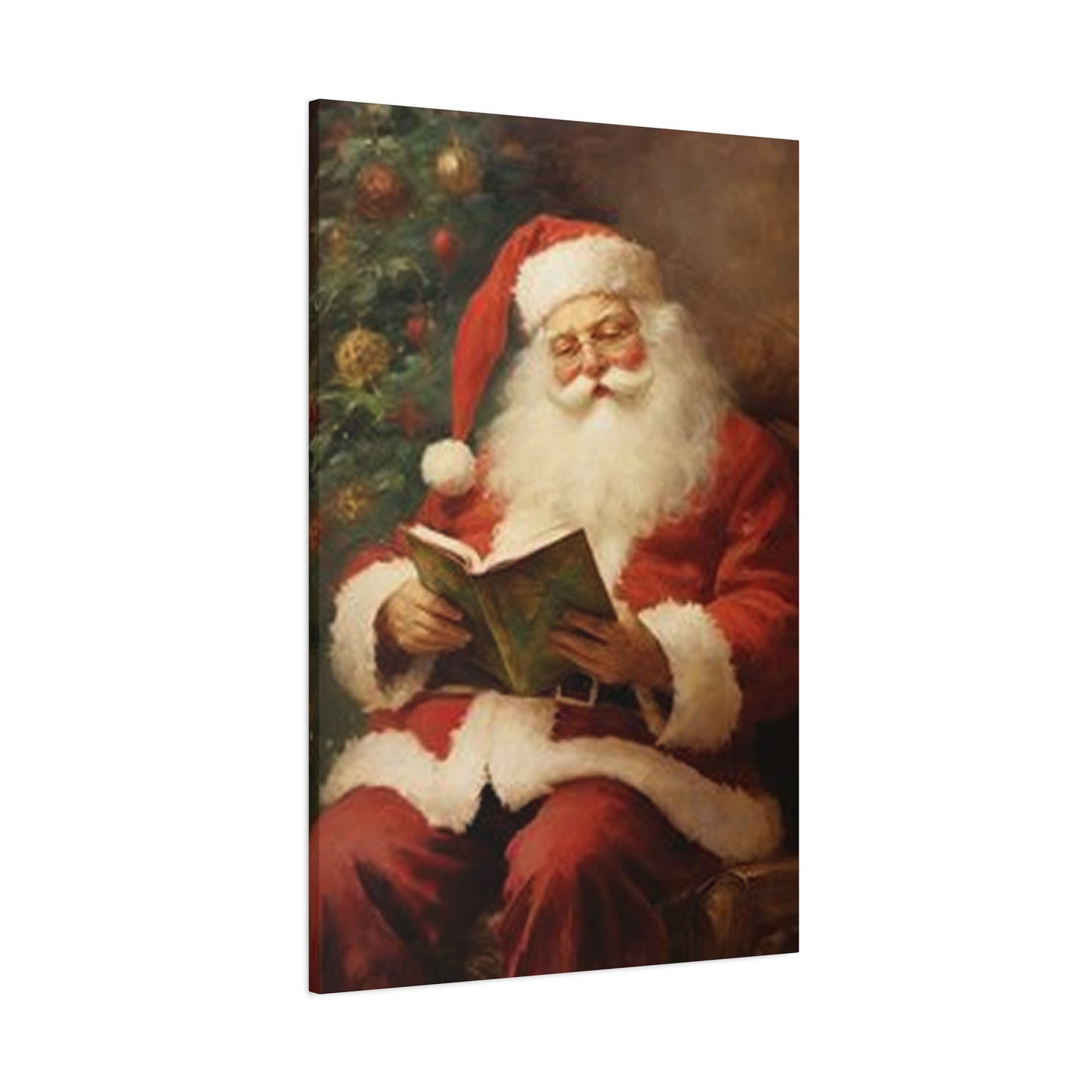 Santa Claus Reading Book Painting Wall Art & Canvas Prints