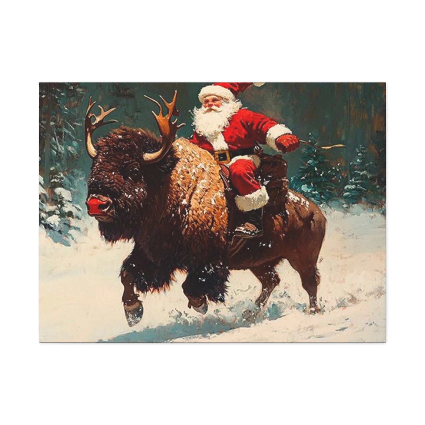 Santa Claus On Yak Wall Art & Canvas Prints