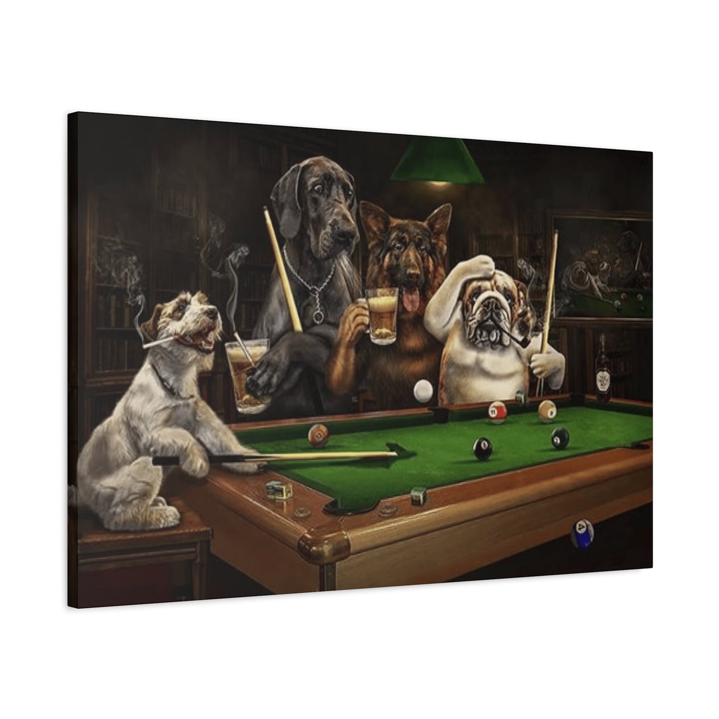 Dogs at Snooker Table Wall Art & Canvas Prints