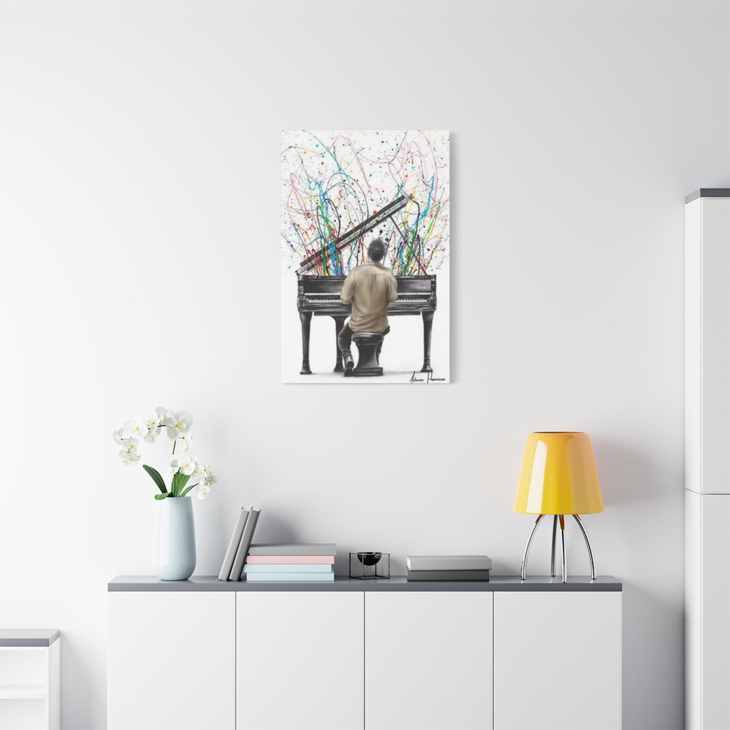 Artist Playing Piano Painting Wall Art & Canvas Prints