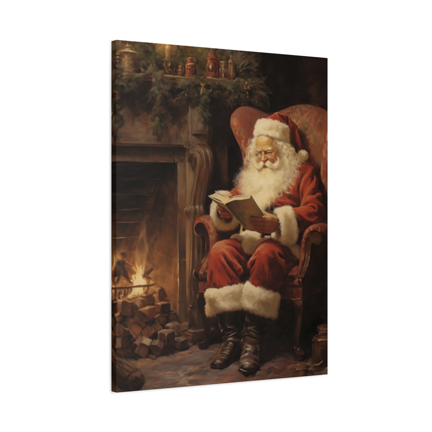 Santa Claus Reading A Book Wall Art & Canvas Prints