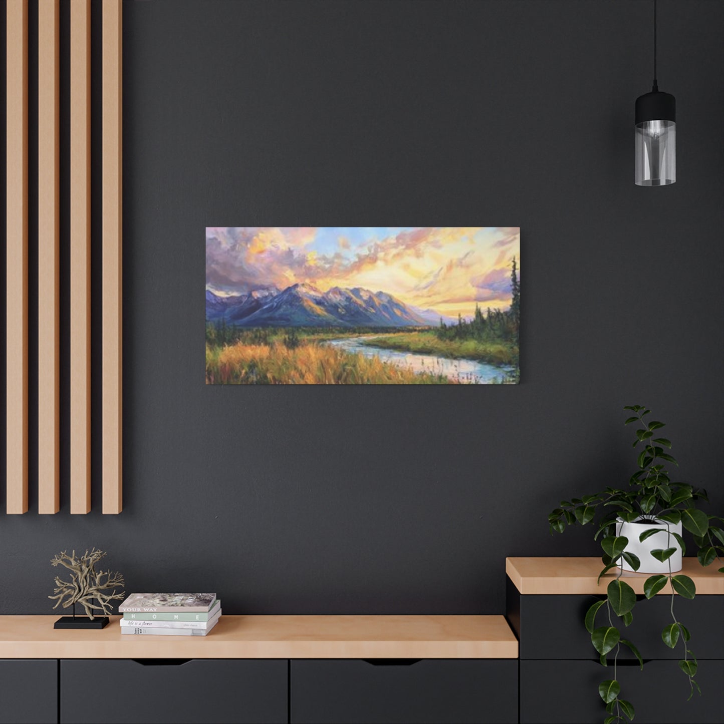 Mountain And River Painting Panoramas Wall Art & Canvas Prints