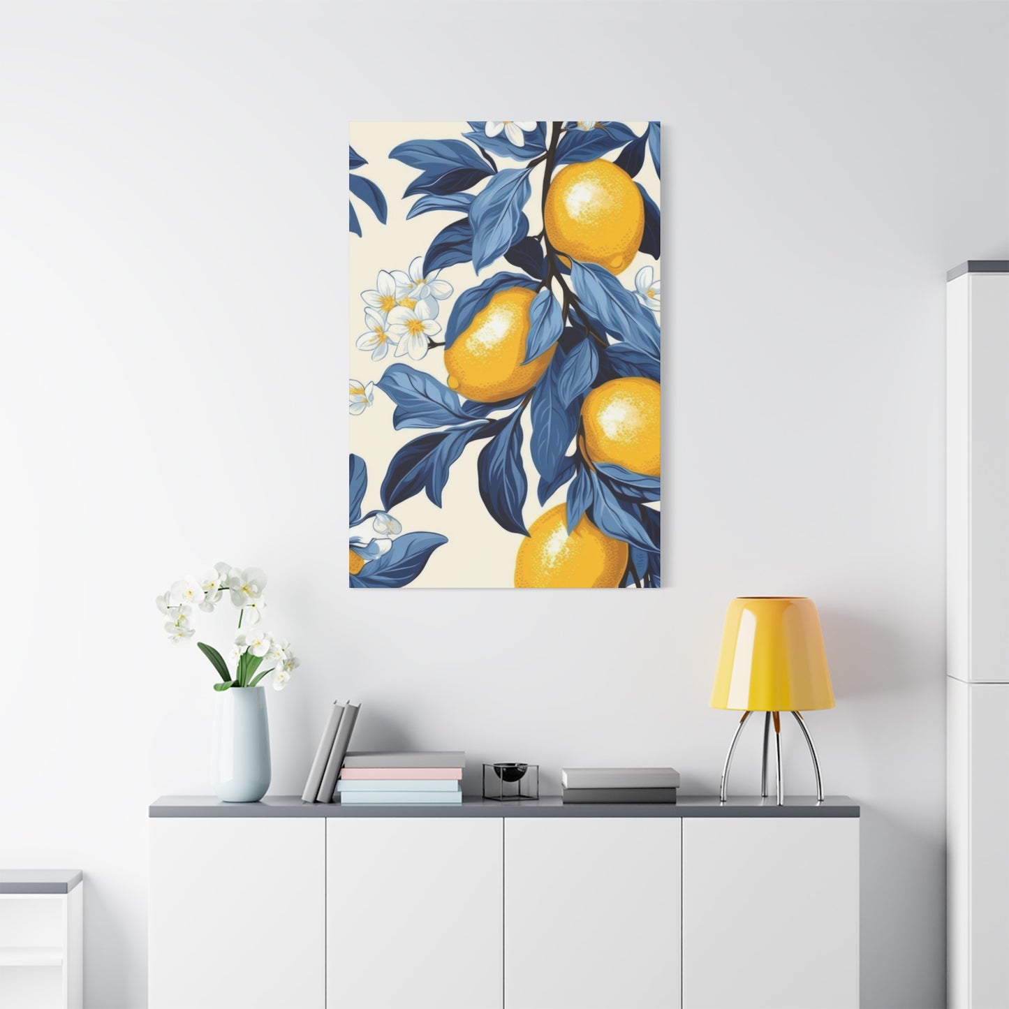 Lemon Blue Leaves Wall Art & Canvas Prints