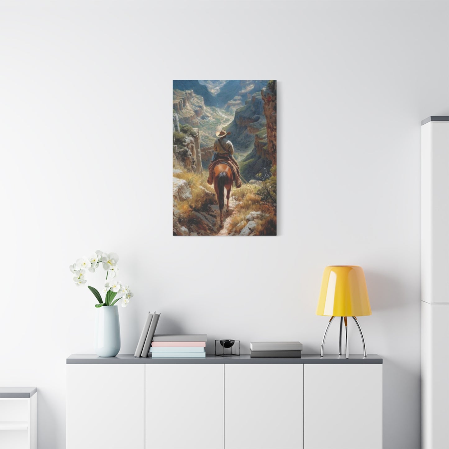 Cowboy Looking At Valley Wall Art & Canvas Prints