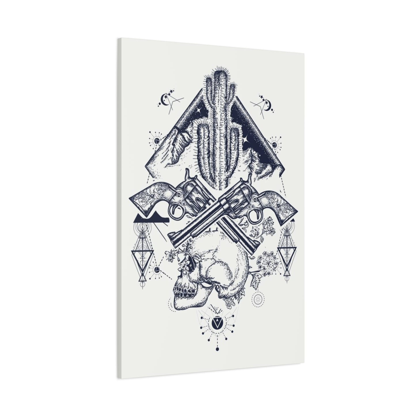Guns Cactus & Skull Sketch Wall Art & Canvas Prints