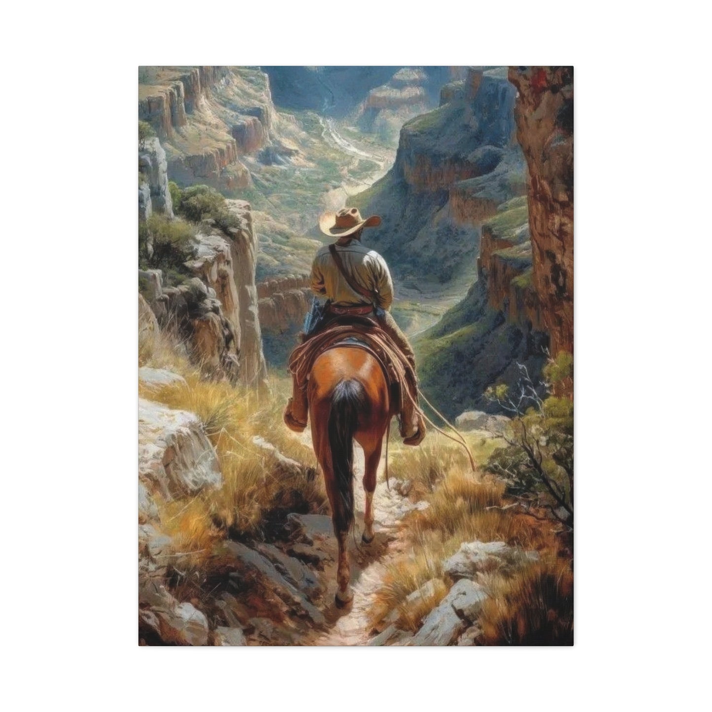 Cowboy Looking At Valley Wall Art & Canvas Prints