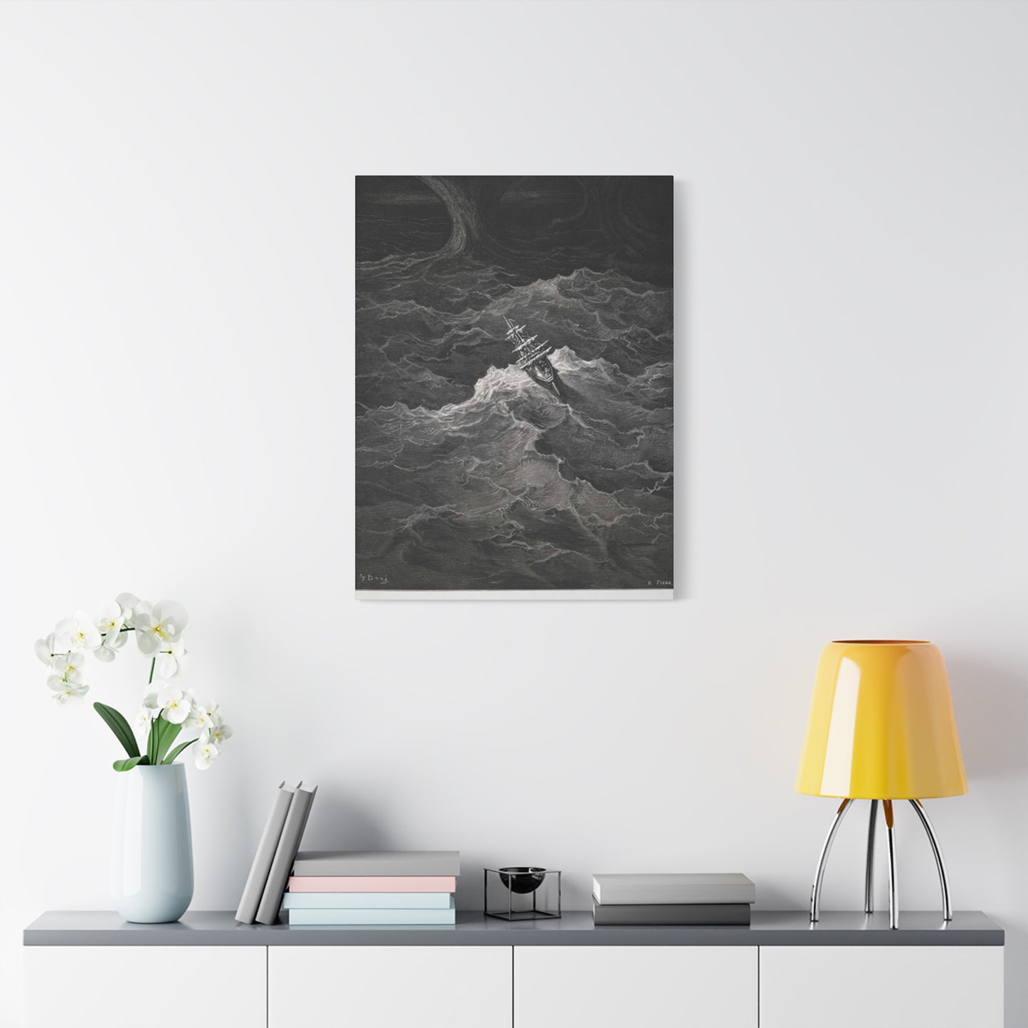 Sailing Ship In Dark Drawing Wall Art & Canvas Prints