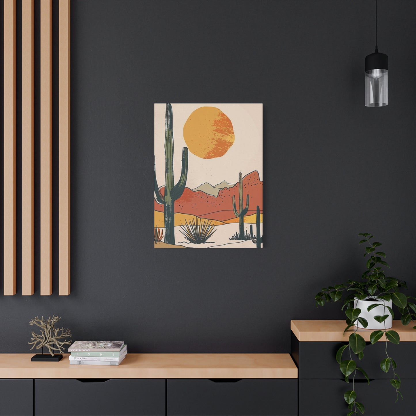 Arizona Cactus Mountain Drawing Wall Art & Canvas Prints