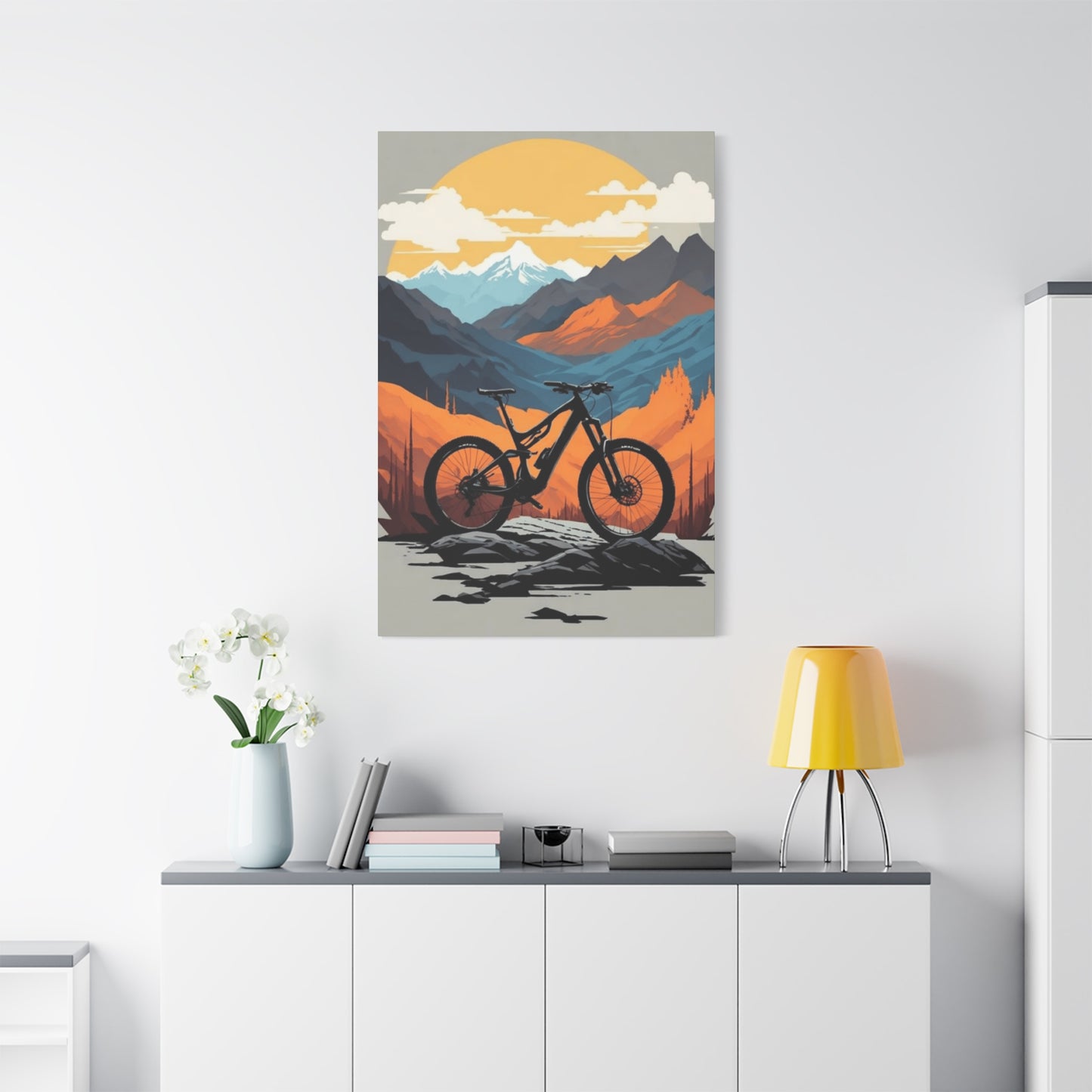 Bicycle in Sunset Painting Wall Art & Canvas Prints