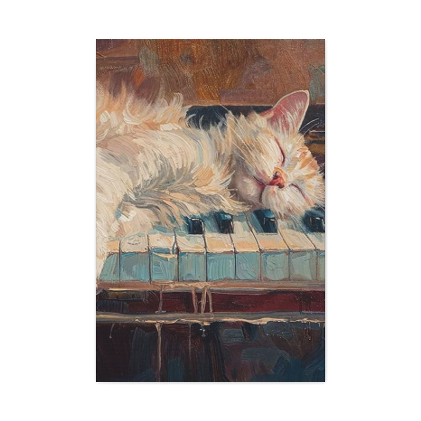 Cat Sleeping On Piano Wall Art & Canvas Prints