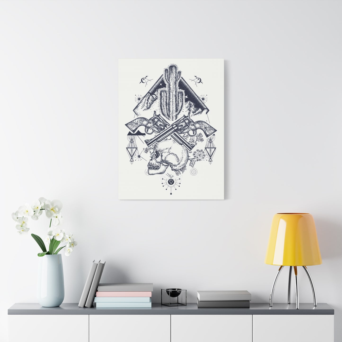 Guns Cactus & Skull Sketch Wall Art & Canvas Prints