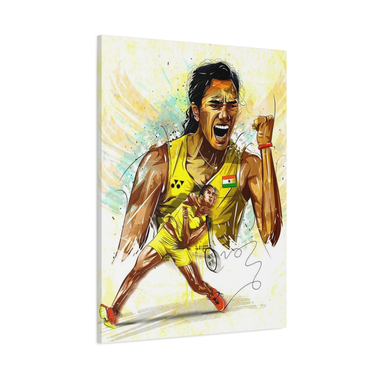 Abstract Badminton Player PV Sindhu Poster Wall Art & Canvas Prints