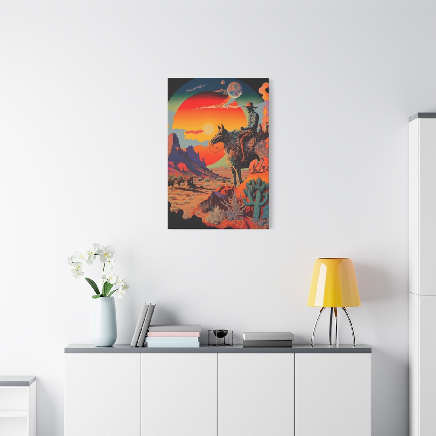 Cowboy In Grand Canyon Of Arizona Wall Art & Canvas Prints