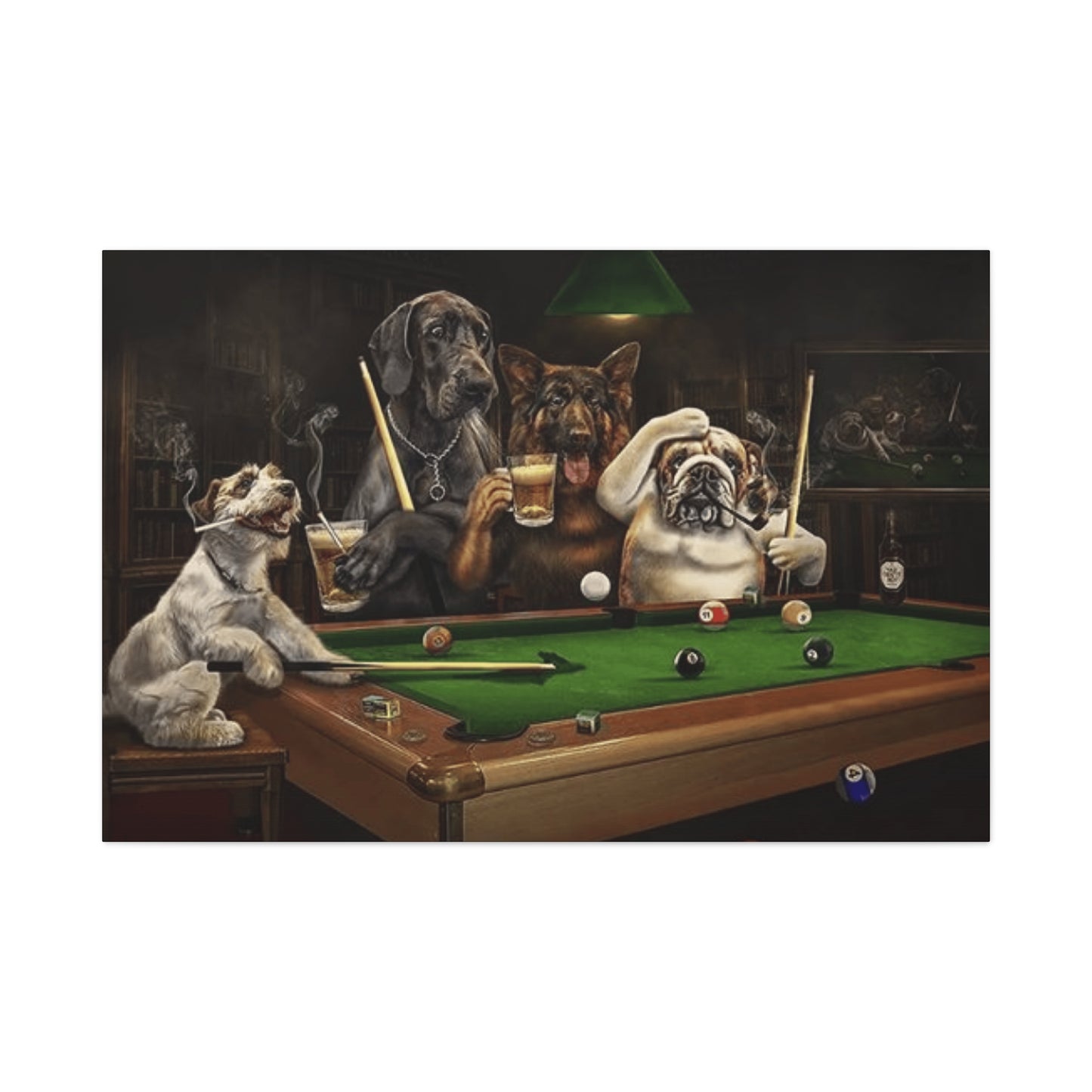 Dogs at Snooker Table Wall Art & Canvas Prints