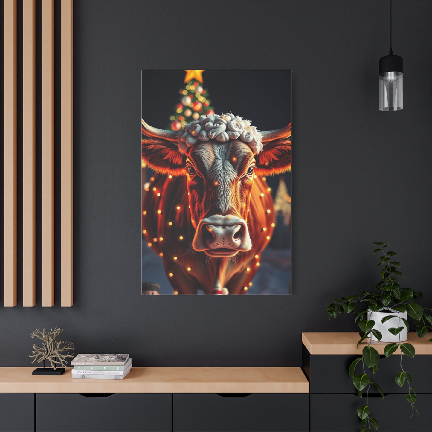 Supreme Christmas Cow Art Beautiful Collection Wall Art & Canvas Print