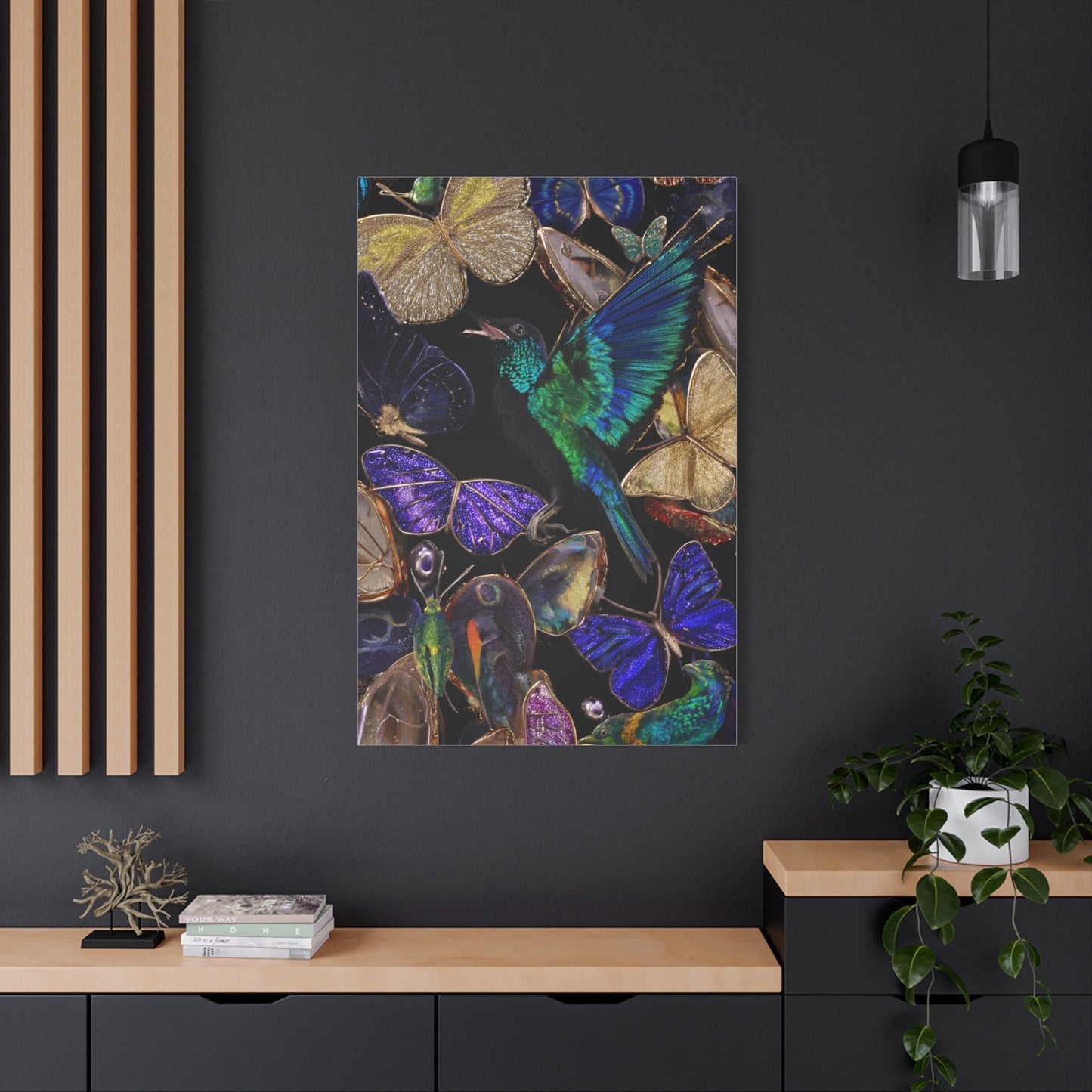 Jewel Tone Hummingbird and Butterfly Collection Wall Art & Canvas Print