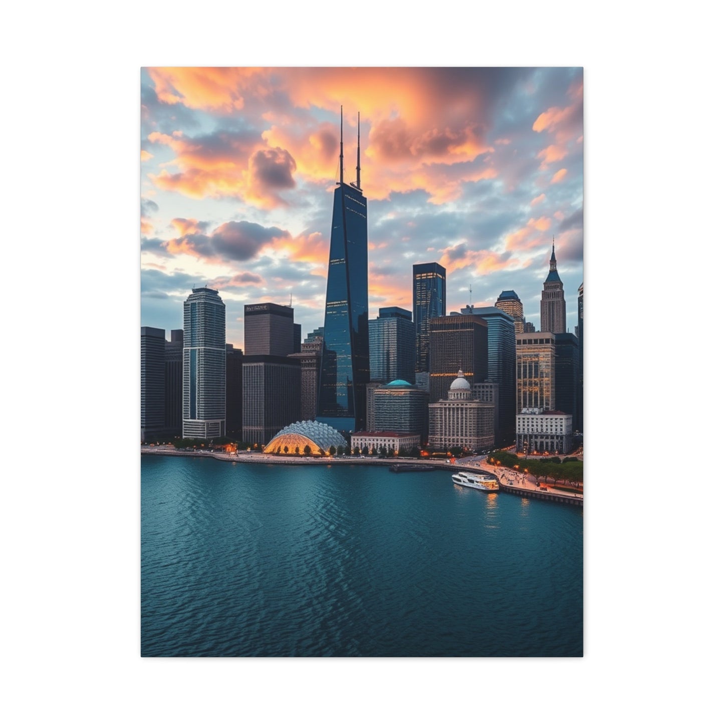 Chicago Skylines Art Canvas Art 7 Wall Art & Canvas Print