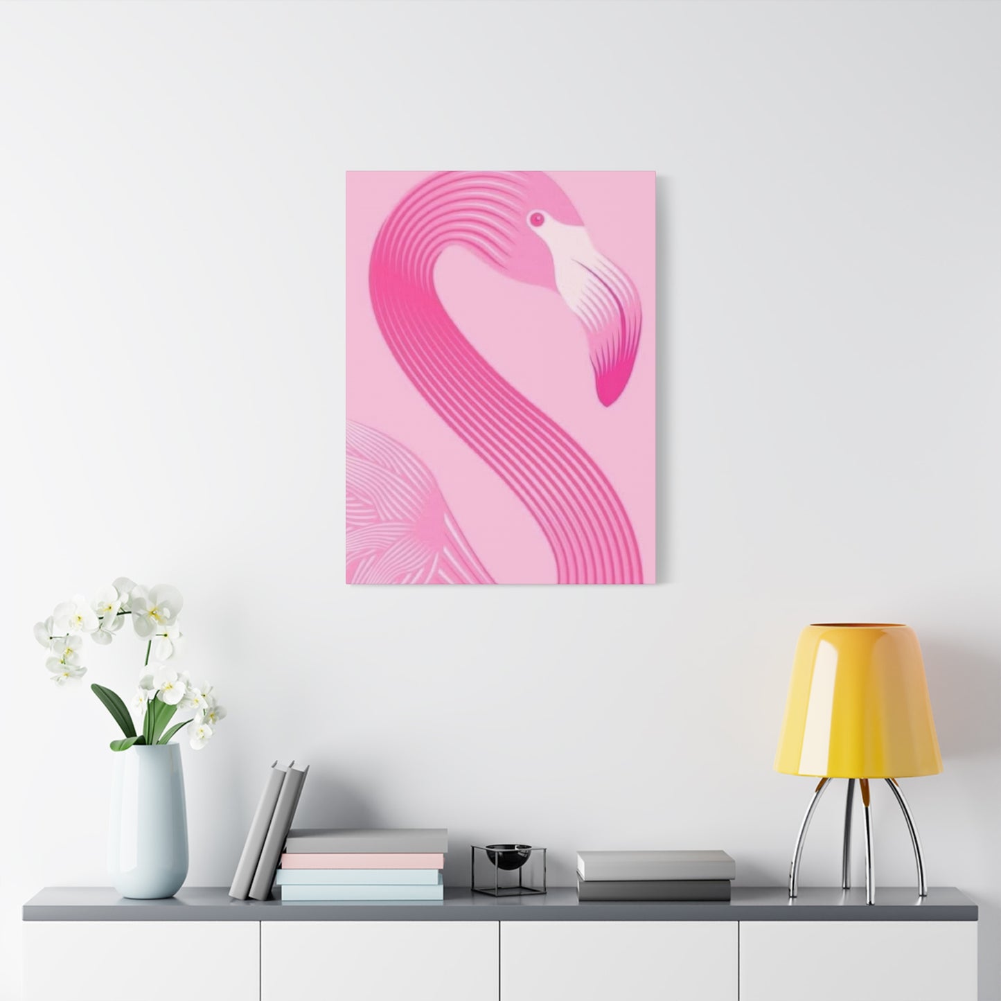 Flamingo Pink Monochrome Wall Art & Canvas Prints