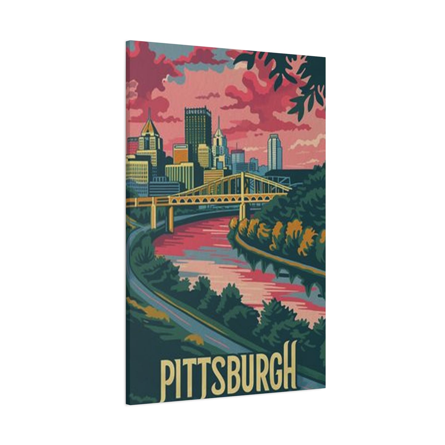 Pink Sky Pittsburgh Poster Wall Art & Canvas Prints