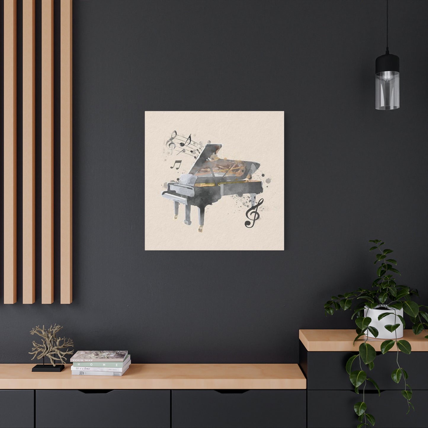 Grey Piano Painting Wall Art & Canvas Prints