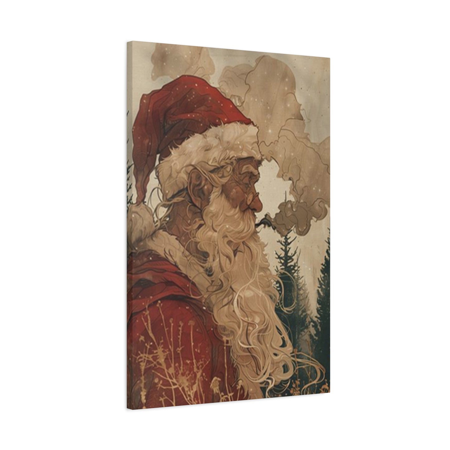 Santa Claus Smoking Painting Wall Art & Canvas Prints