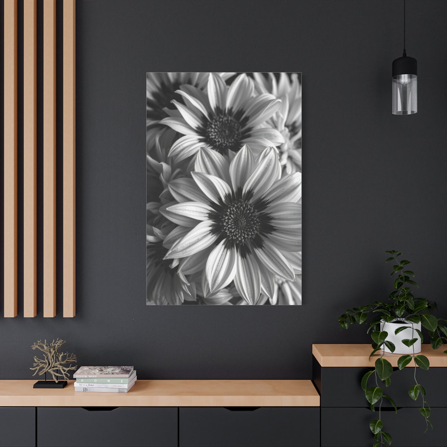 Ebon & Ivory Petal Harmony Wall Art & Canvas Print