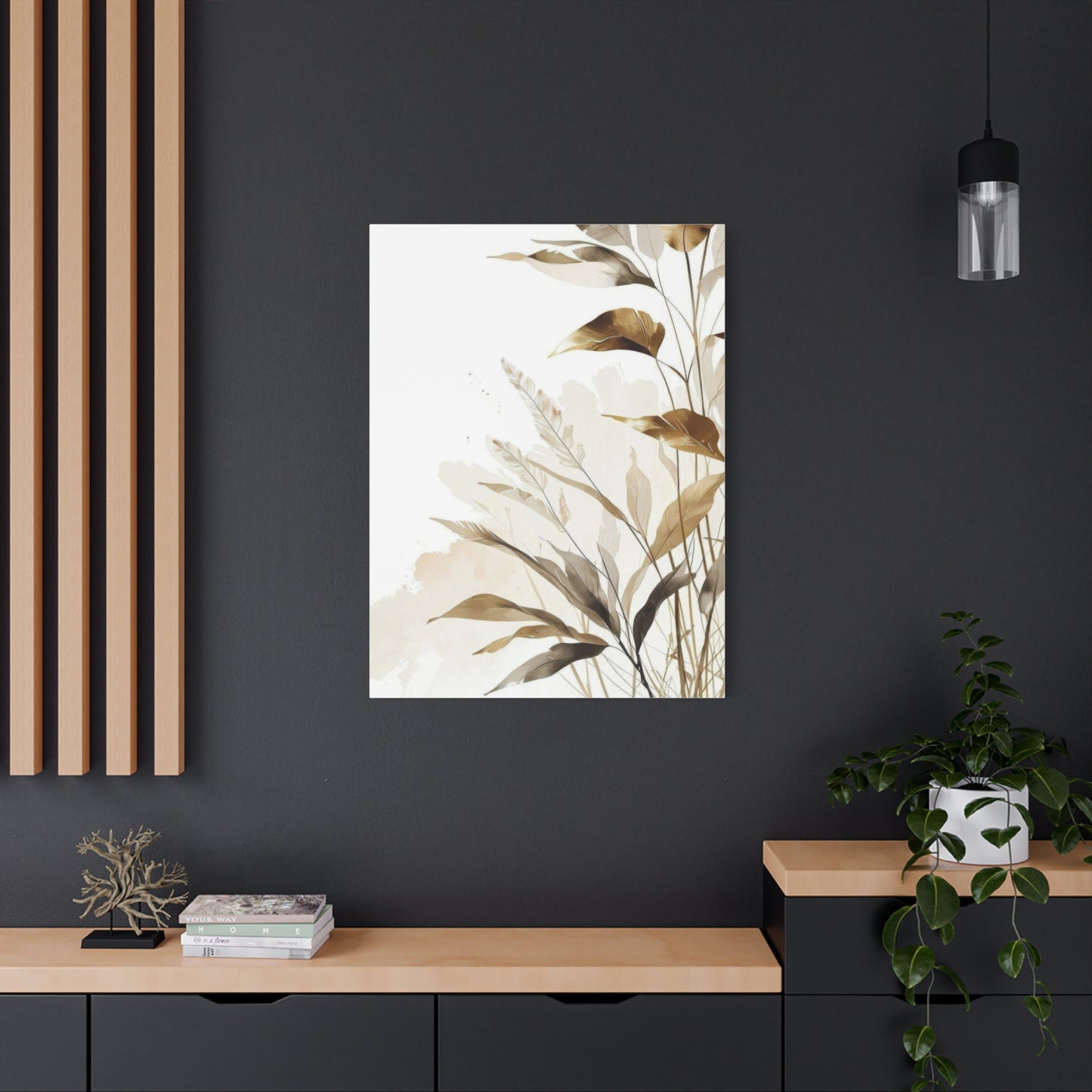 Golden Leaves and Feathers Wall Art & Canvas Prints